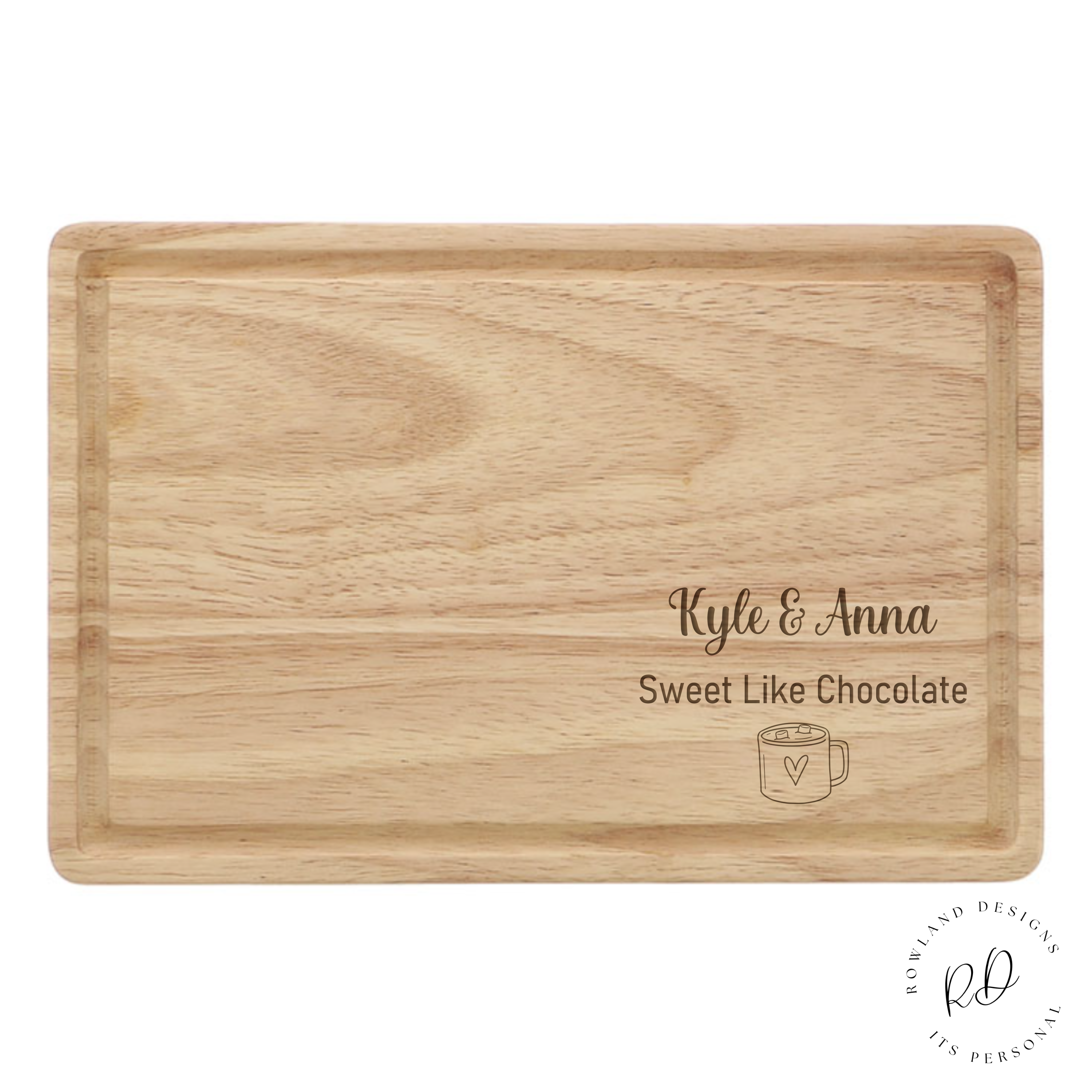 Personalised Chopping Board with Hot Chocolate Engraving