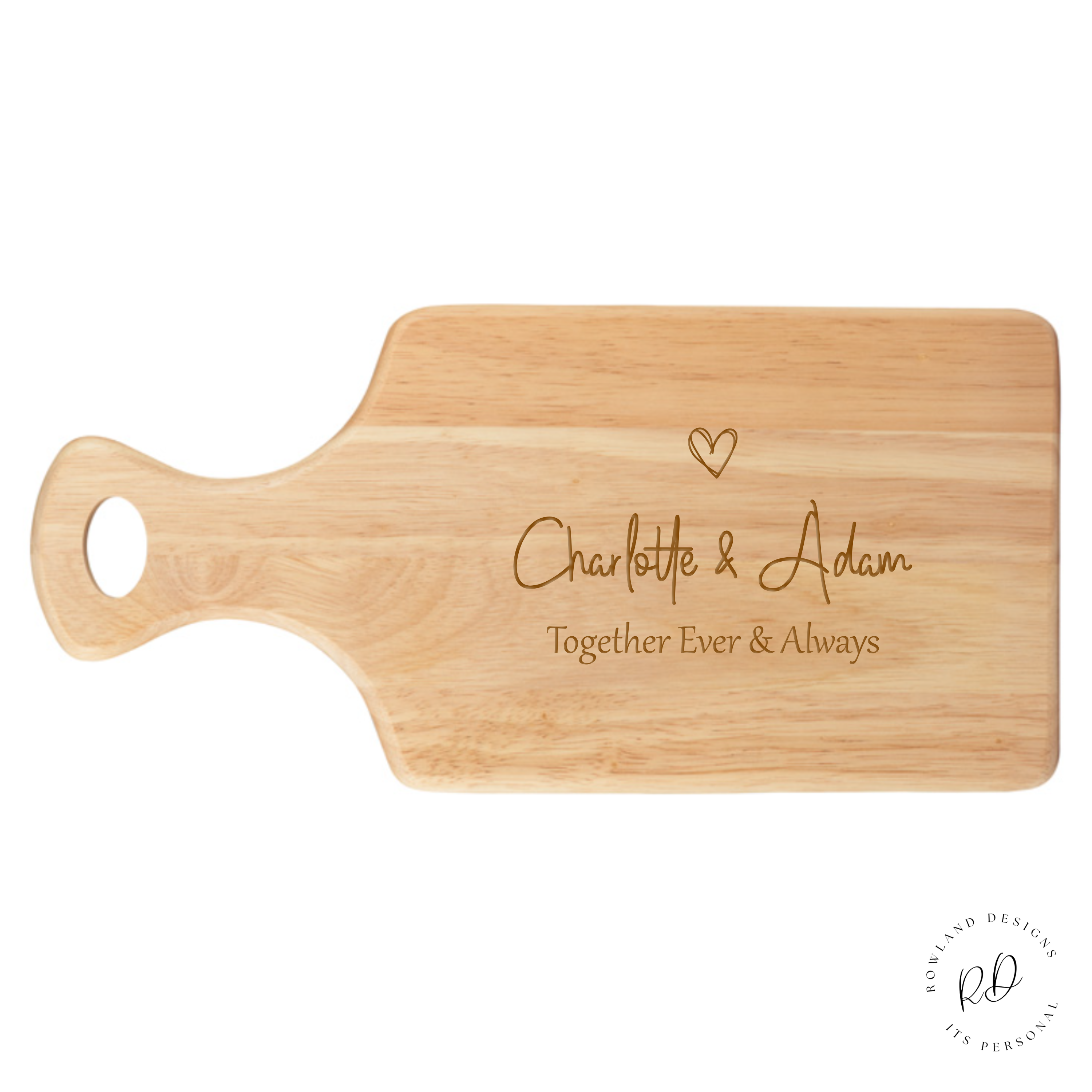 Personalized Serving Board with custom engraving and heart motif
