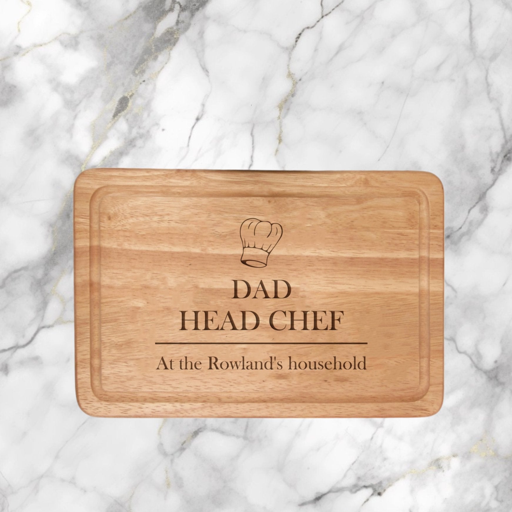 Elevate your kitchen with our 300mmX200mm Personalized Chopping Board. Crafted from premium Hevea Wood, this board features intricate laser-engraved customization, including up to 3 lines of text (20 characters each) and a charming chef hat detail. Ideal for special occasions or daily use. Hand-wash only. Order now for a unique, lasting addition to your culinary space!