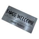 Sign showcased in a modern silver finish, providing a sleek and contemporary look to match different design preferences.