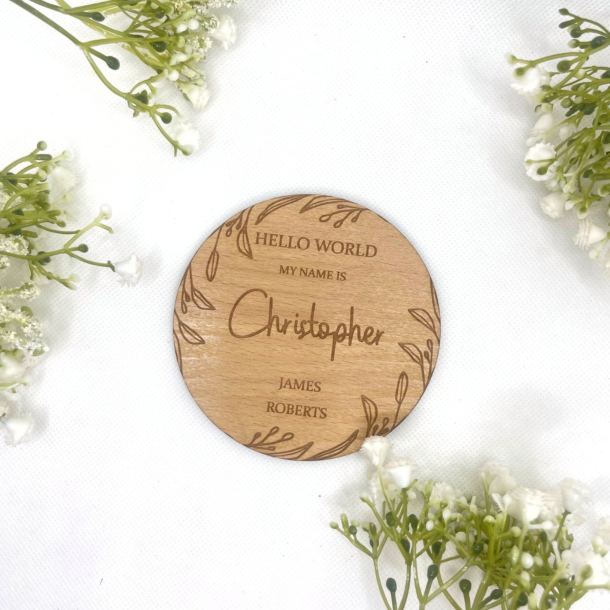 Experience joy every day with our Personalized Plaque adorned with a charming leaf design, adding elegance to your baby's nursery.