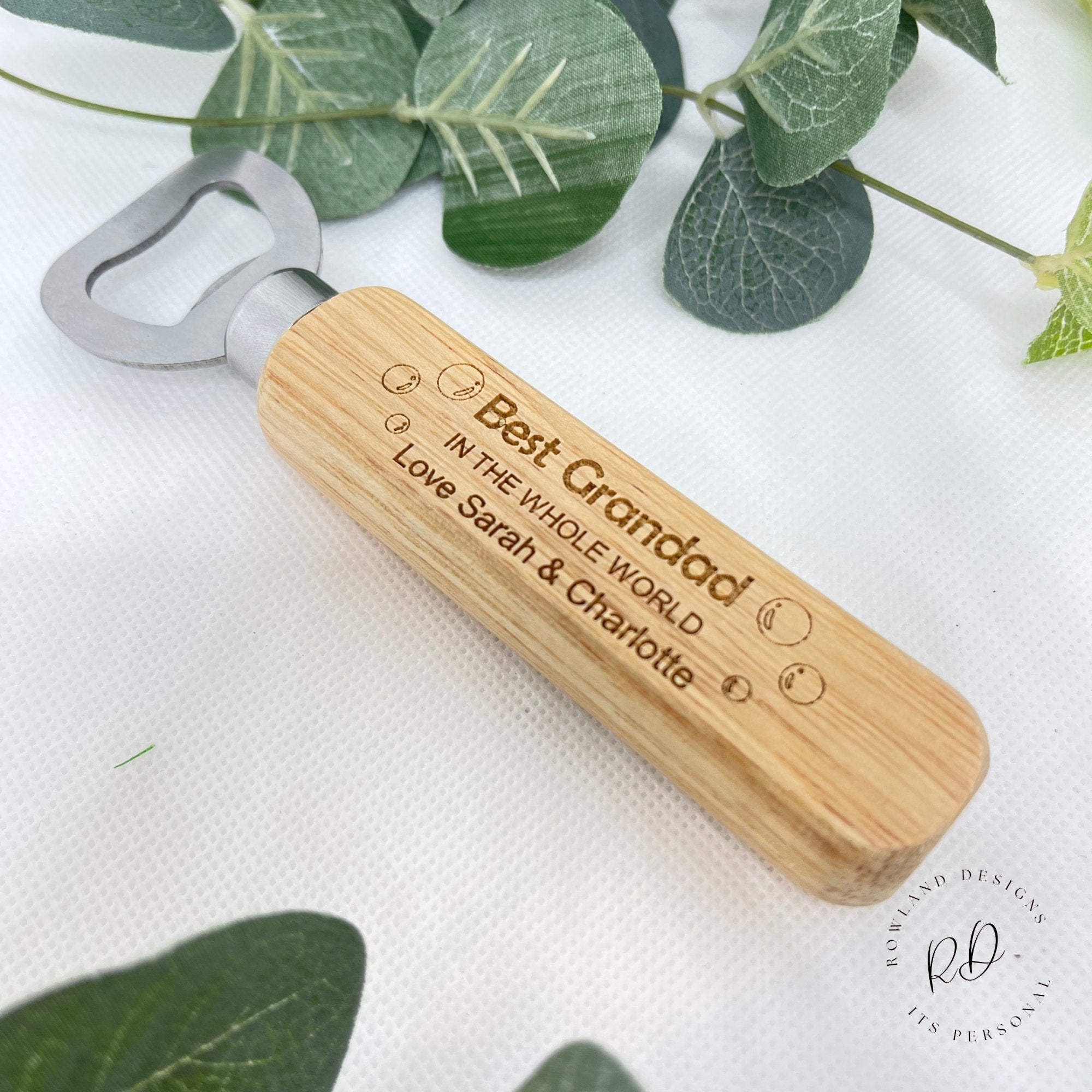 Wooden personalised bottle opener, the words on the bottle opener read, Best then add your own name, this picture is read best grandad. then reads in the whole world with a message at the bottom of your choice. character max for name is 15 & you message at the bottom 30 characters. Any more questions please don't hesitate to ask via call.