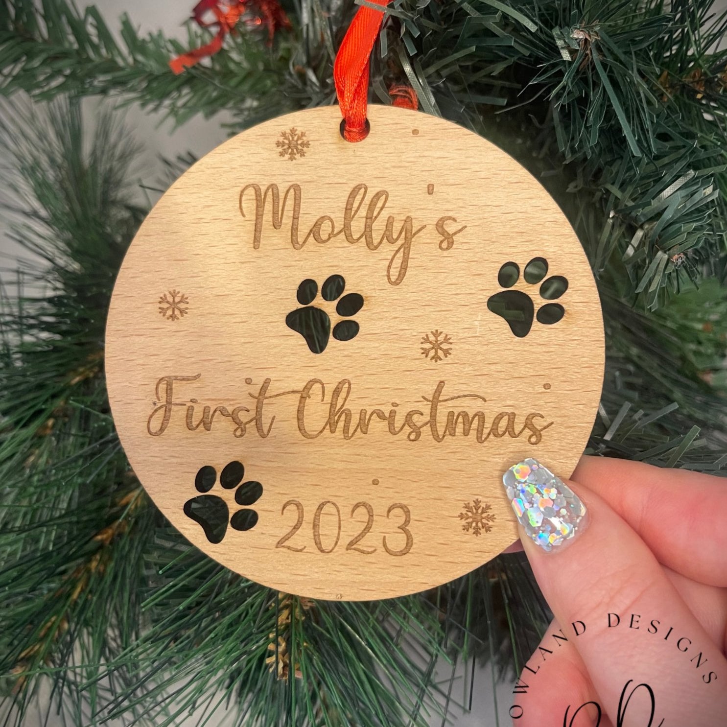 Cherished Keepsake Bauble - Pup's First Christmas with Engraved Details