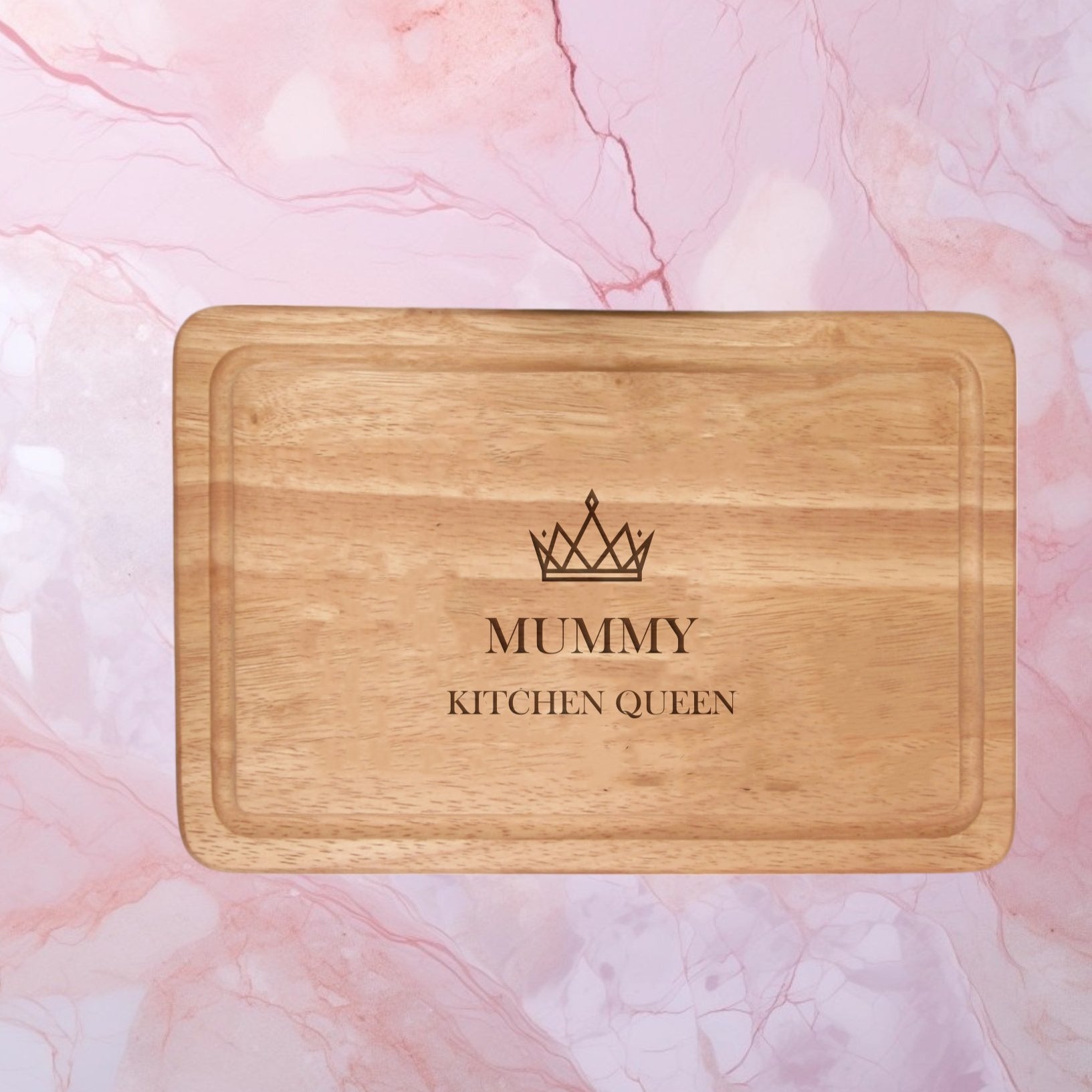 Experience the perfect blend of style and functionality with our Personalised Chopping Board Queen Crown Design (300x200mm). Add a personal touch with two lines of engraved text (max 20 characters each) on this premium wood board, ideal for daily use or special occasions.