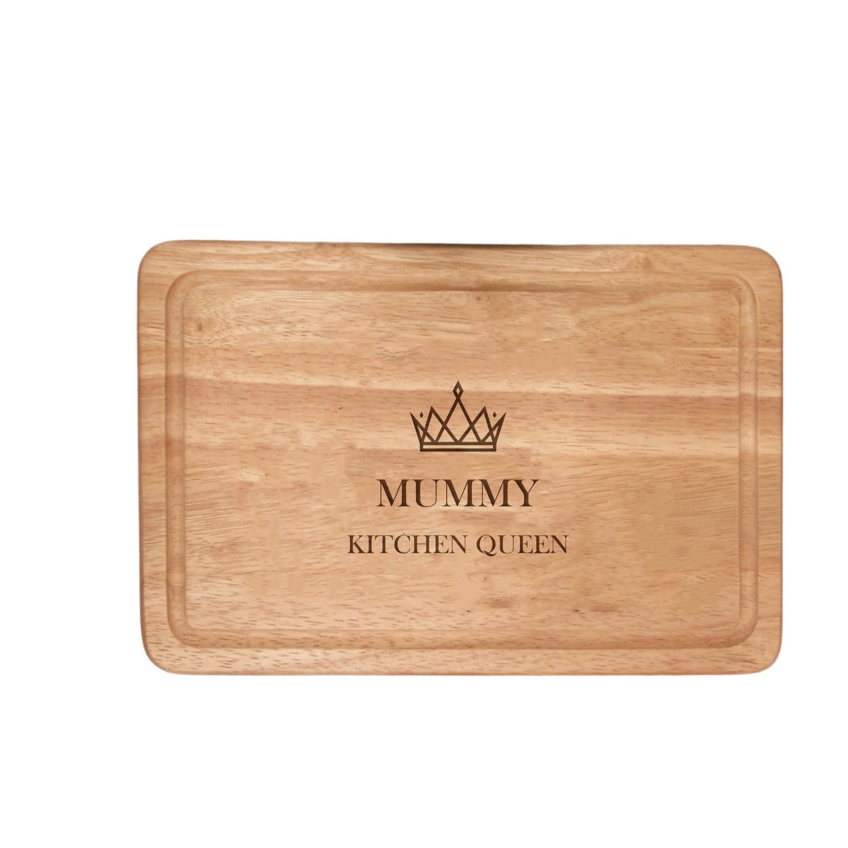 Unleash your culinary creativity with our Personalised Chopping Board featuring a Queen Crown Design (300x200mm). Engrave two lines of text (20 characters each) on this premium wood board, combining practicality with a touch of personal flair.