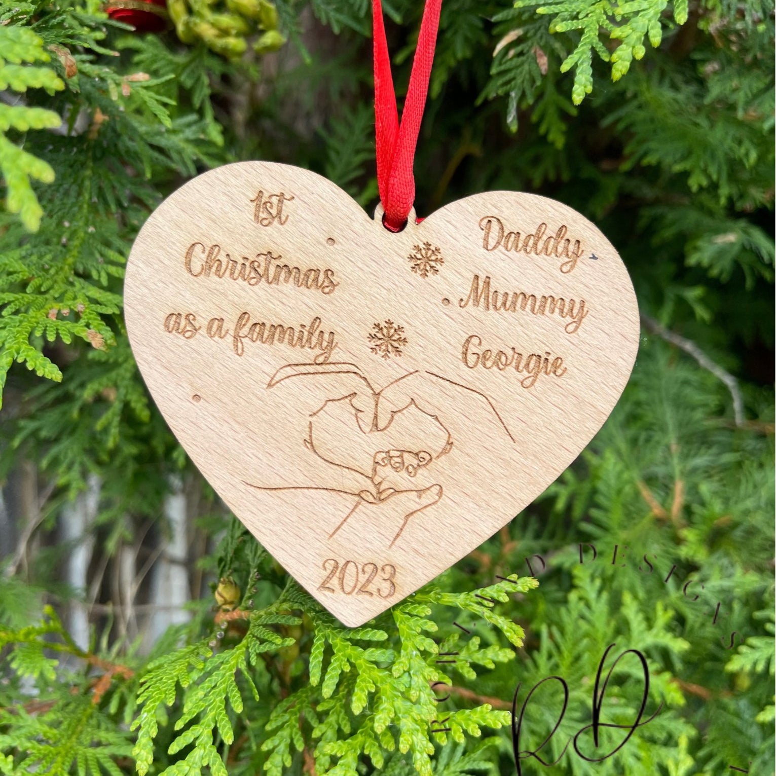 Custom Engraved Family Christmas Bauble - Heartwarming Design