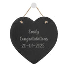 Engraved Heart Slate Keepsake - Congratulations - A 15cm by 15cm heart-shaped slate keepsake with custom engraving. Perfect for commemorating achievements with a personalized congratulatory message.