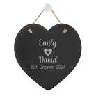 Personalized Slate Heart for Couples - A unique slate heart decoration customizable with names and a special message. Crafted from natural slate, it includes a rustic string for hanging.