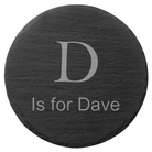 Elegant Engraved Round Slate Coaster with Initial and Custom Text