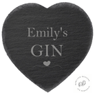 Personalised Heart Shaped Slate Coasters - A set of heart-shaped slate coasters with personalized engraving. Each coaster features rubber feet to protect furniture and can be customized with a name or message.