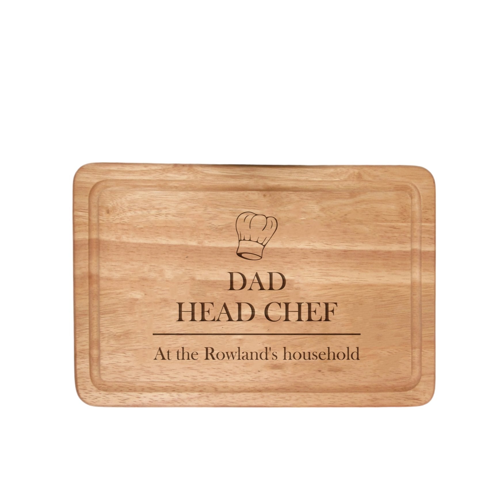 Elevate your kitchen with our 300mmX200mm Personalised Chopping Board. Crafted from premium Hevea Wood, this board features intricate laser-engraved customization, including up to 3 lines of text (20 characters each) and a charming chef hat detail. Ideal for special occasions or daily use. Hand-wash only. Order now for a unique, lasting addition to your culinary space!