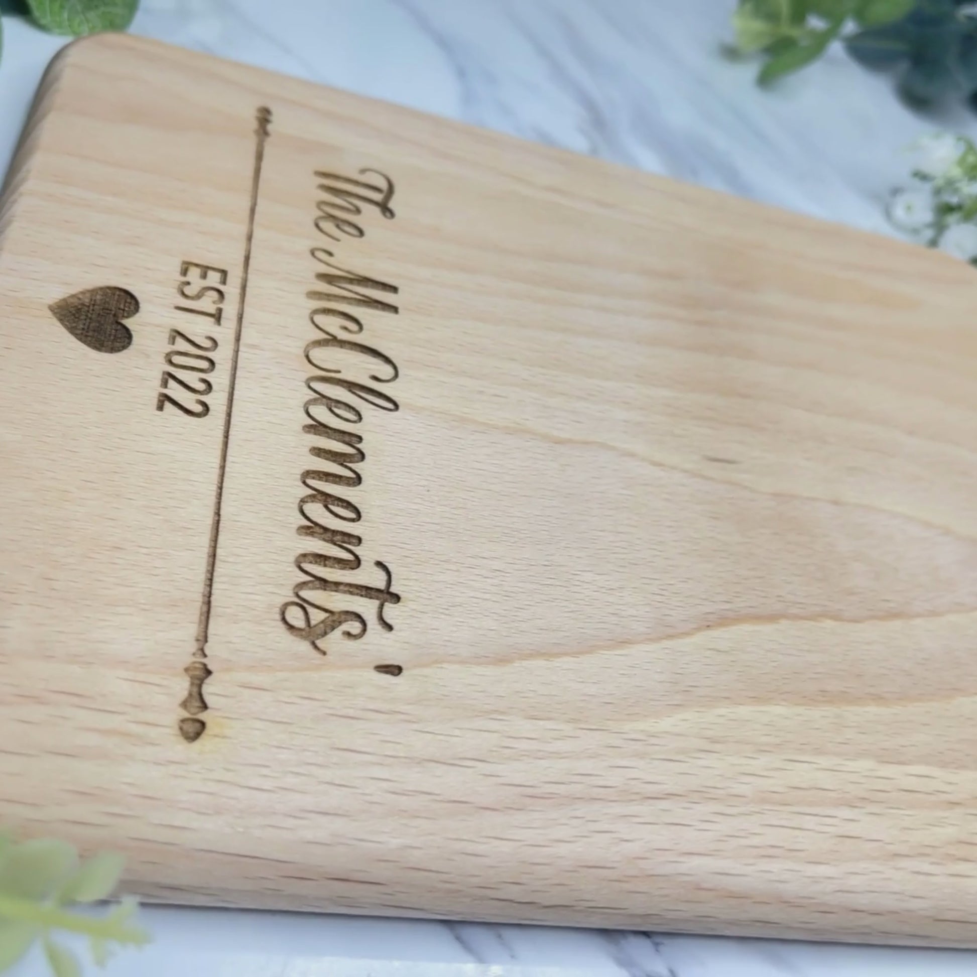 Custom Engraved Beech Wood Serving Board - Perfect Housewarming Wedding Gift