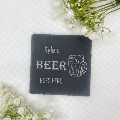 Elevate your gifting game with our laser-engraved slate coaster! Perfect for beer lovers, it's an ideal gift for Birthdays, Valentine's Day, Christmas, and beyond. Add a name for a personal touch. Dimensions: 100mm x 100mm x 5mm (Approx.)