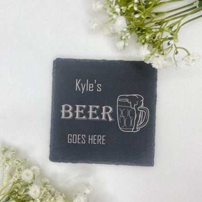 Sip in style with our engraved slate coaster! A great gift for Birthdays, Valentine's Day, Christmas, and more. Customize it with a name for that personal touch. Dimensions: 100mm x 100mm x 5mm (Approx.)