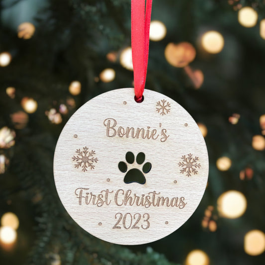Personalised Dogs Christmas Bauble: Dogs First Christmas
