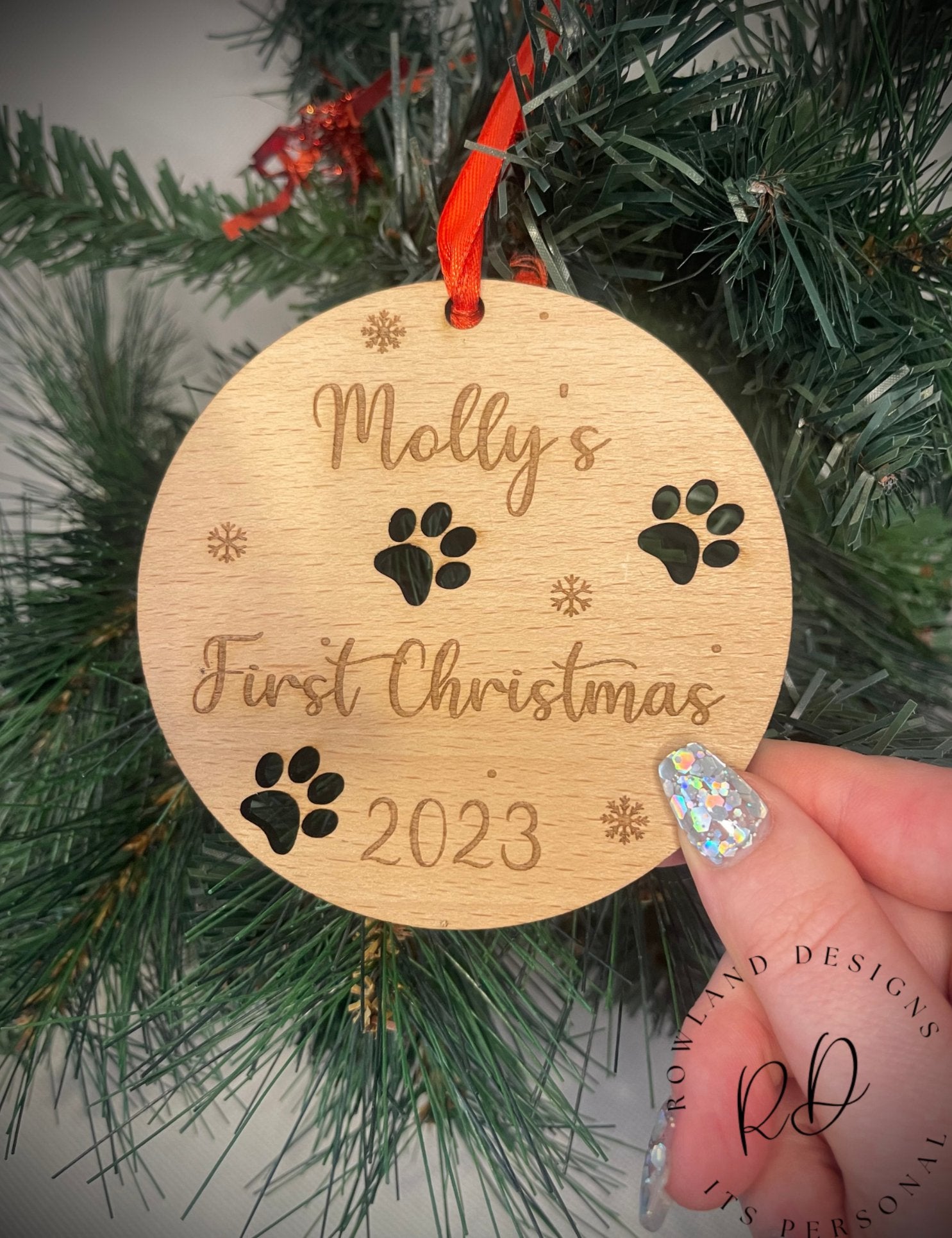 Cherished Keepsake Bauble - Pup's First Christmas with Engraved Details