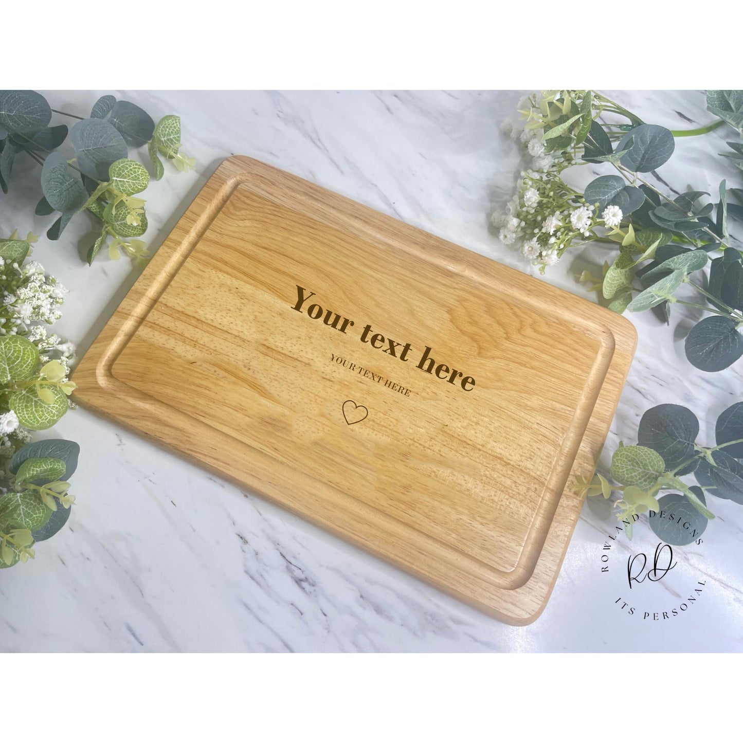 Personalised Heart-Icon Wooden Chopping Board