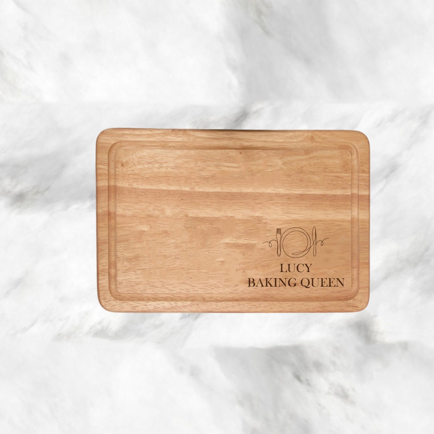 Enhance your kitchen with our 300x200mm Personalised Chopping Board on Shopify. Laser-engraved and customisable with 2 lines (20 characters each). Perfect for gifting on special occasions.