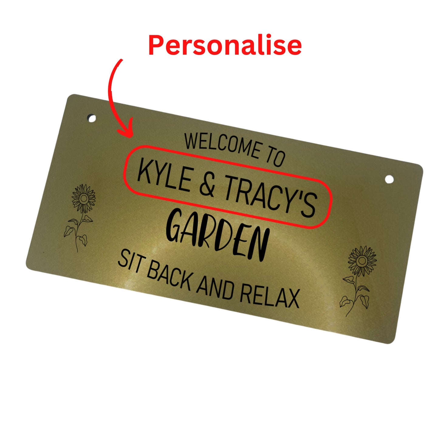 Personalised Laser Engraved Garden Sign with Sunflowers