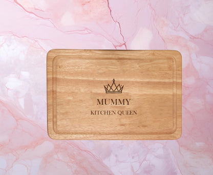 Elevate your kitchen aesthetic with our Queen Crown Chopping Board, 300x200mm, featured on Shopify. Personalize with 2 lines on premium wood, perfect for gifting.
