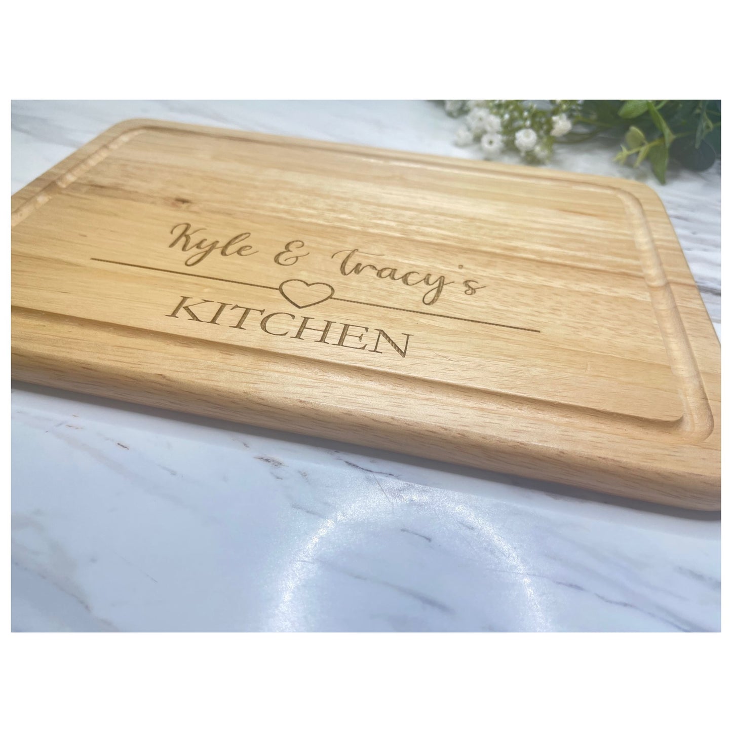 Personalised Wooden Chopping Board - Straight Heart Design